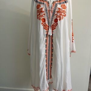 White and Orange Embroidered Dress
